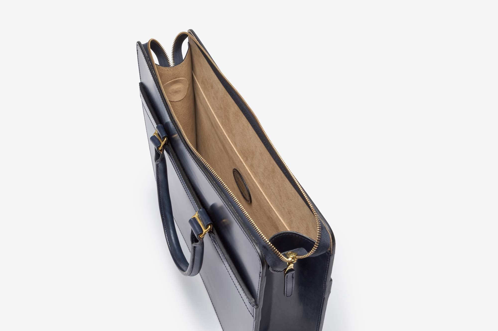 The Hale briefcase in Navy - interior
