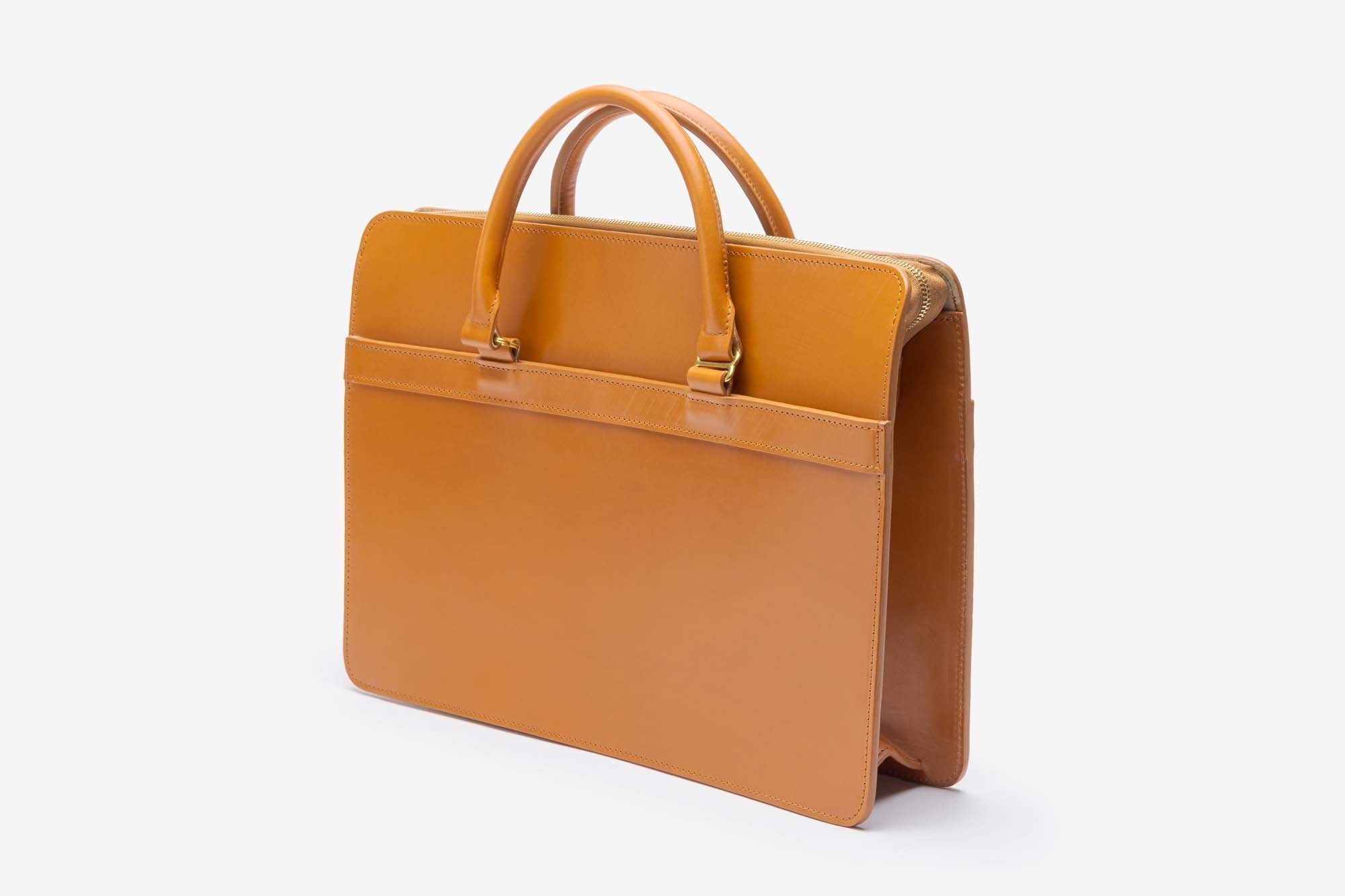 The Hale briefcase in Newton Tan - angle