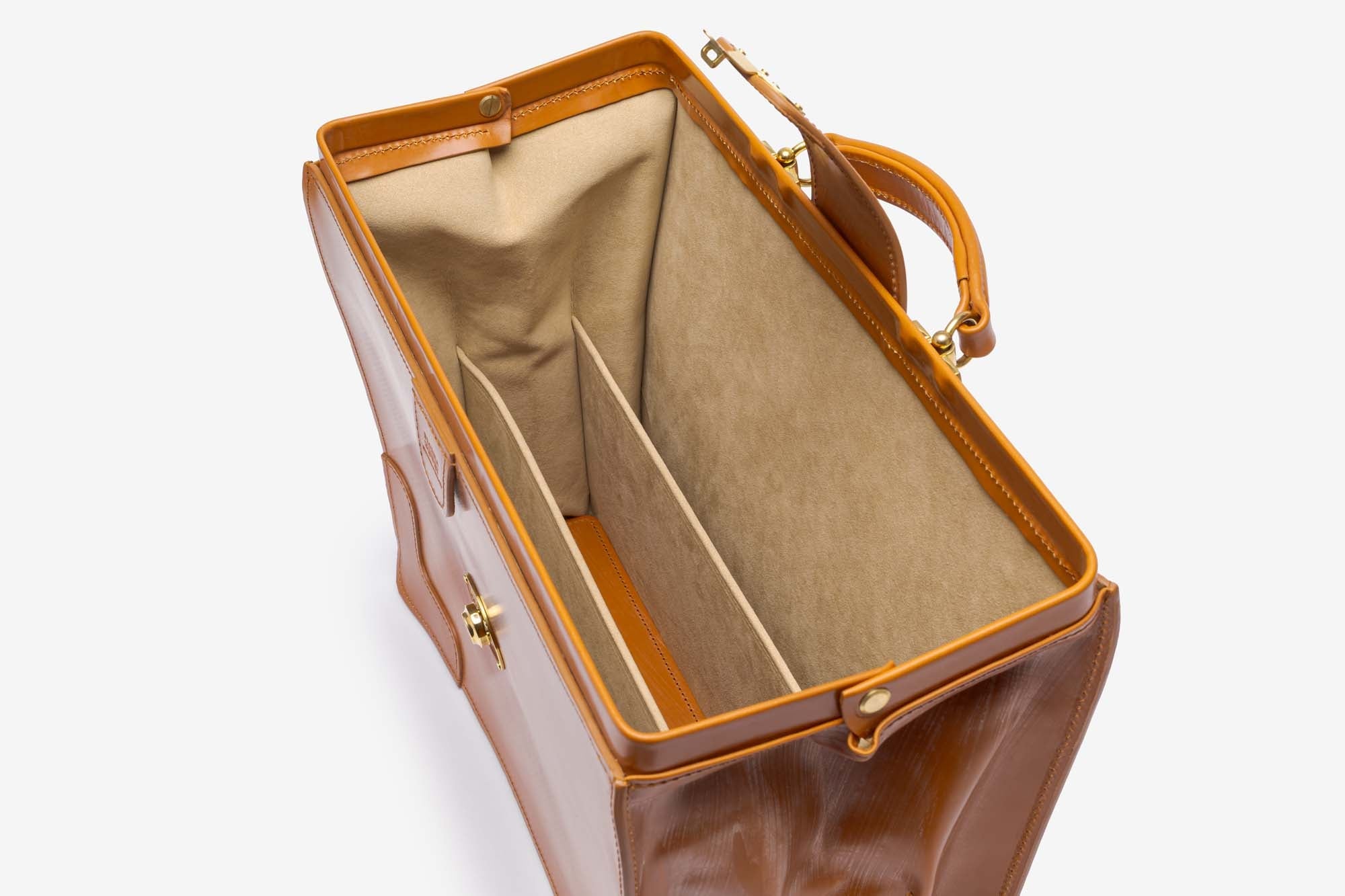 The Harvey briefcase in Newton Tan - interior