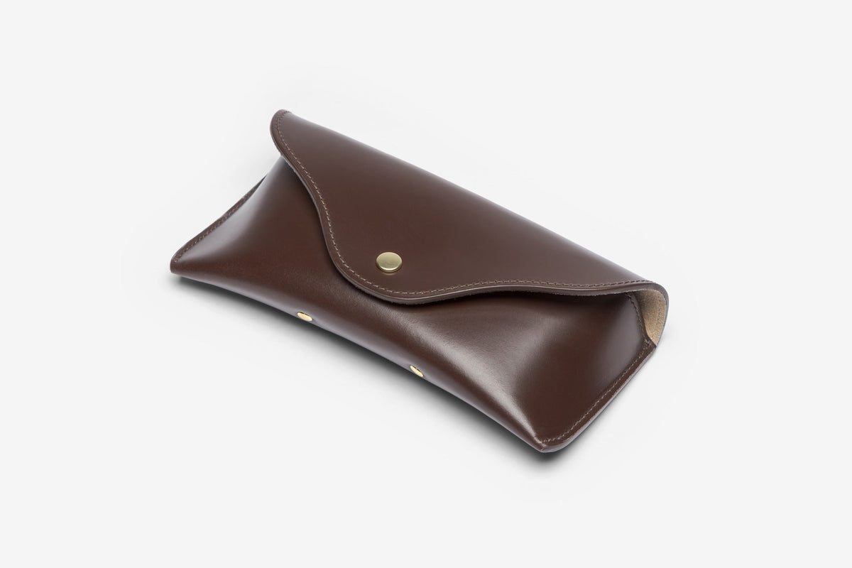Bridle leather sunglasses case in Brown