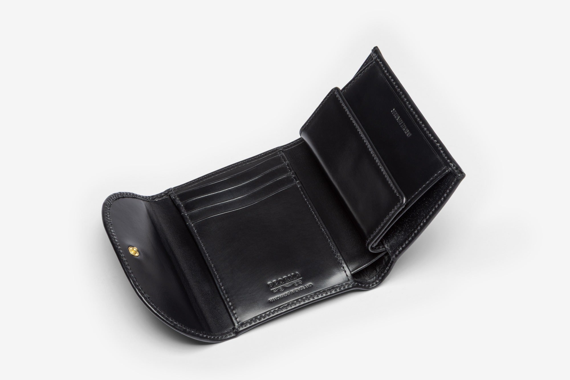 The Wentworth 3-fold purse in Black - open