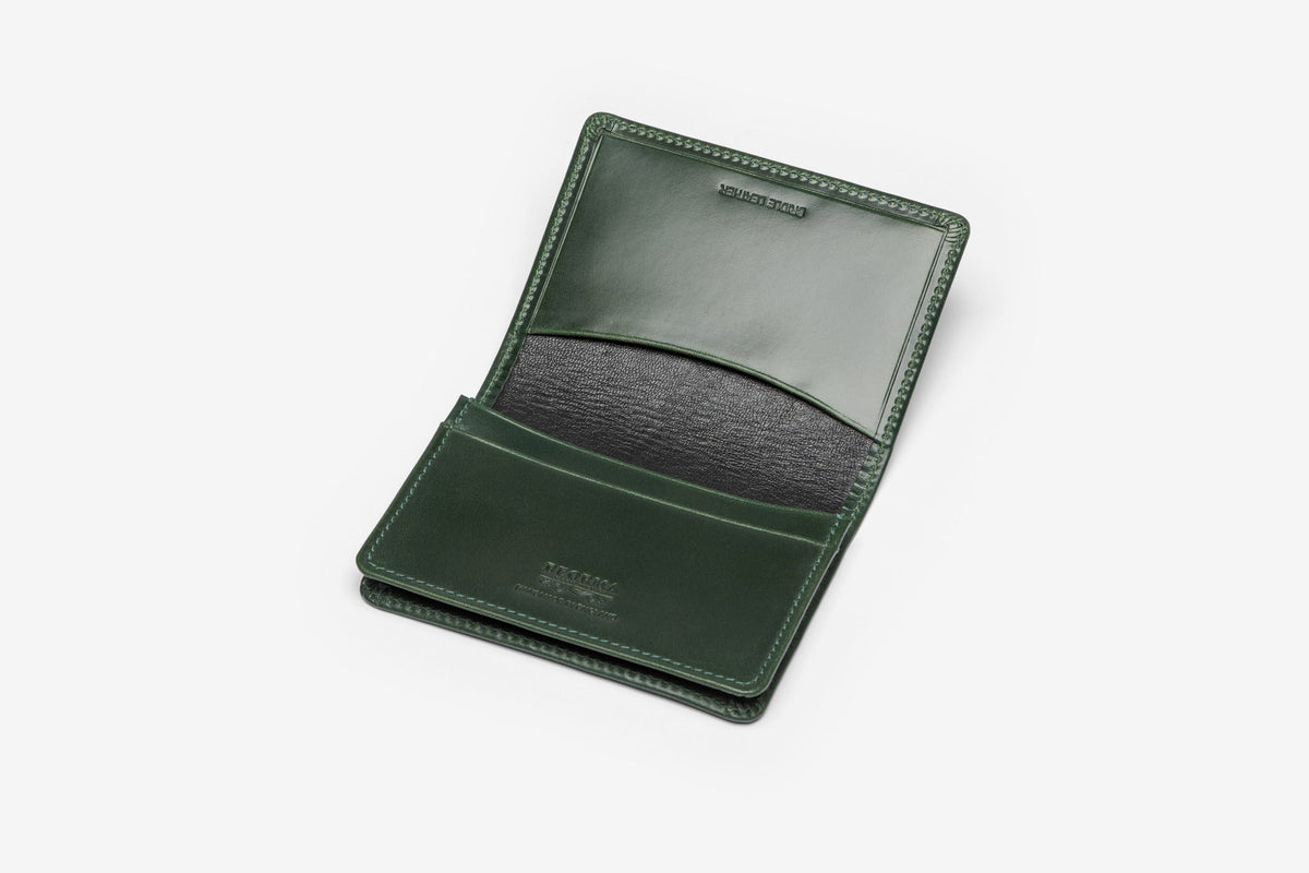 Bridle business card case in Green - open