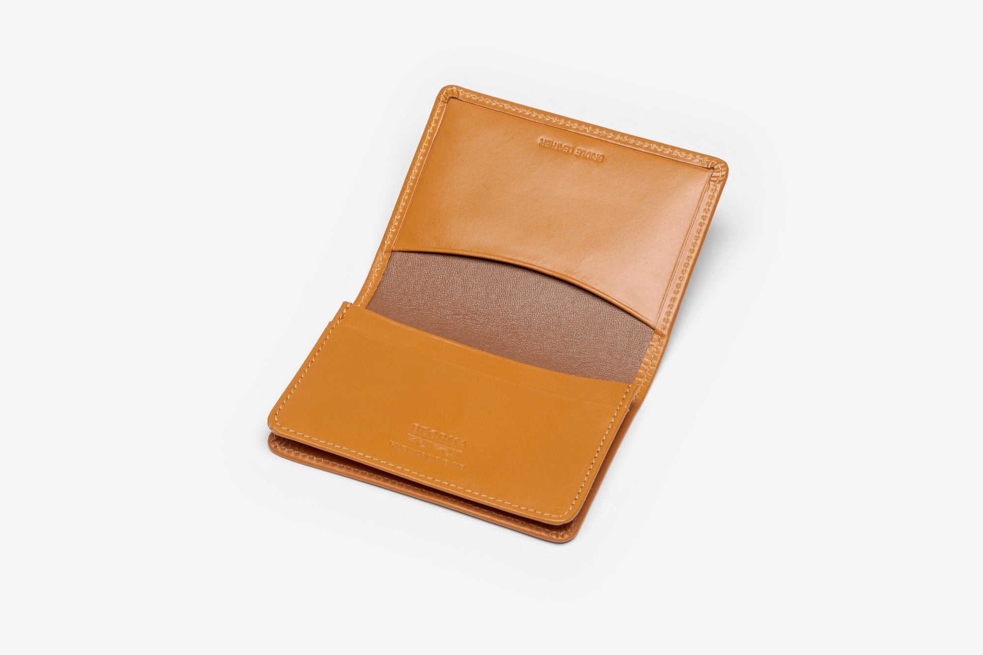 Bridle business card case in Newton Tan - open