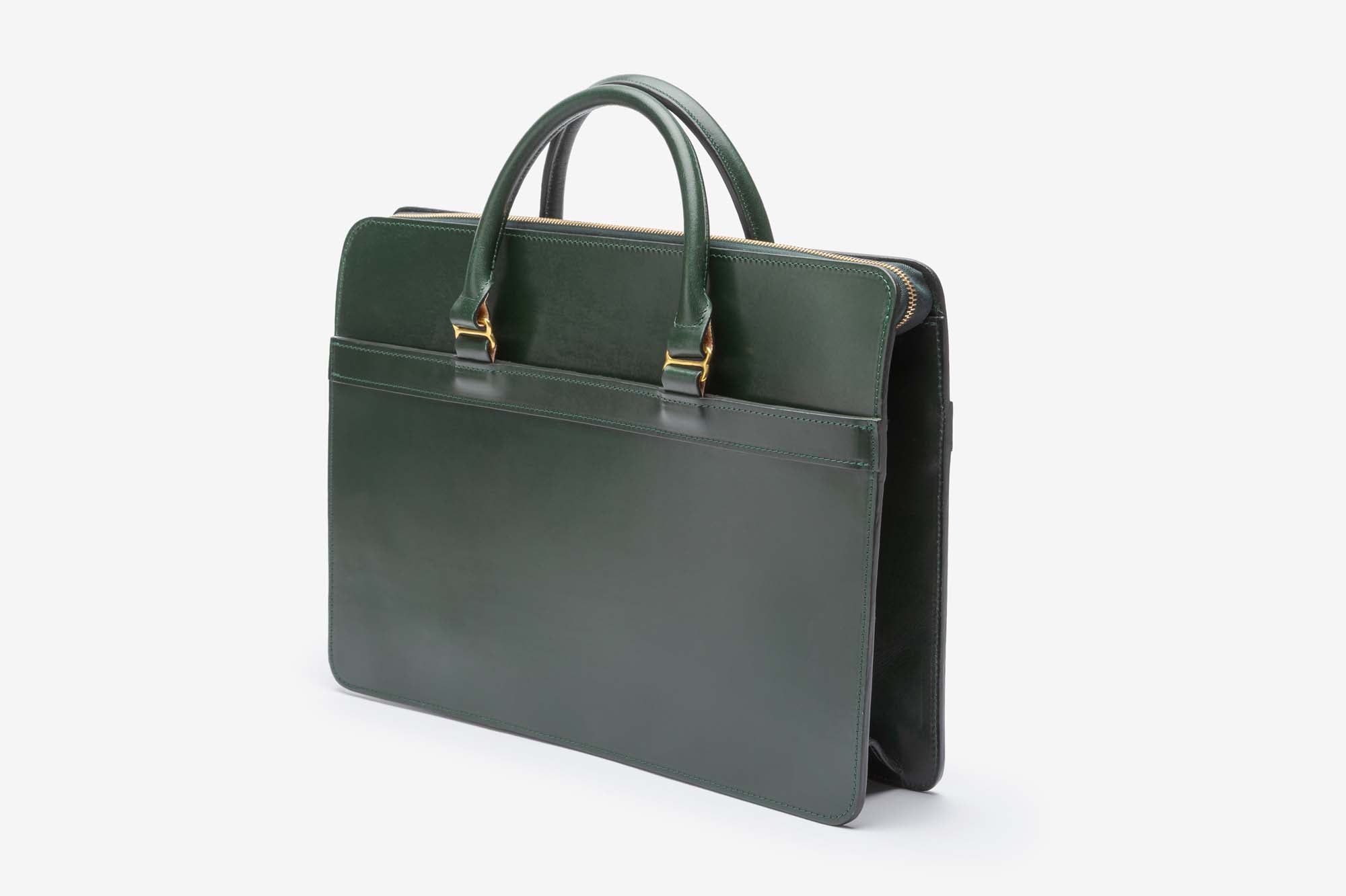The Hale briefcase in Green - angle