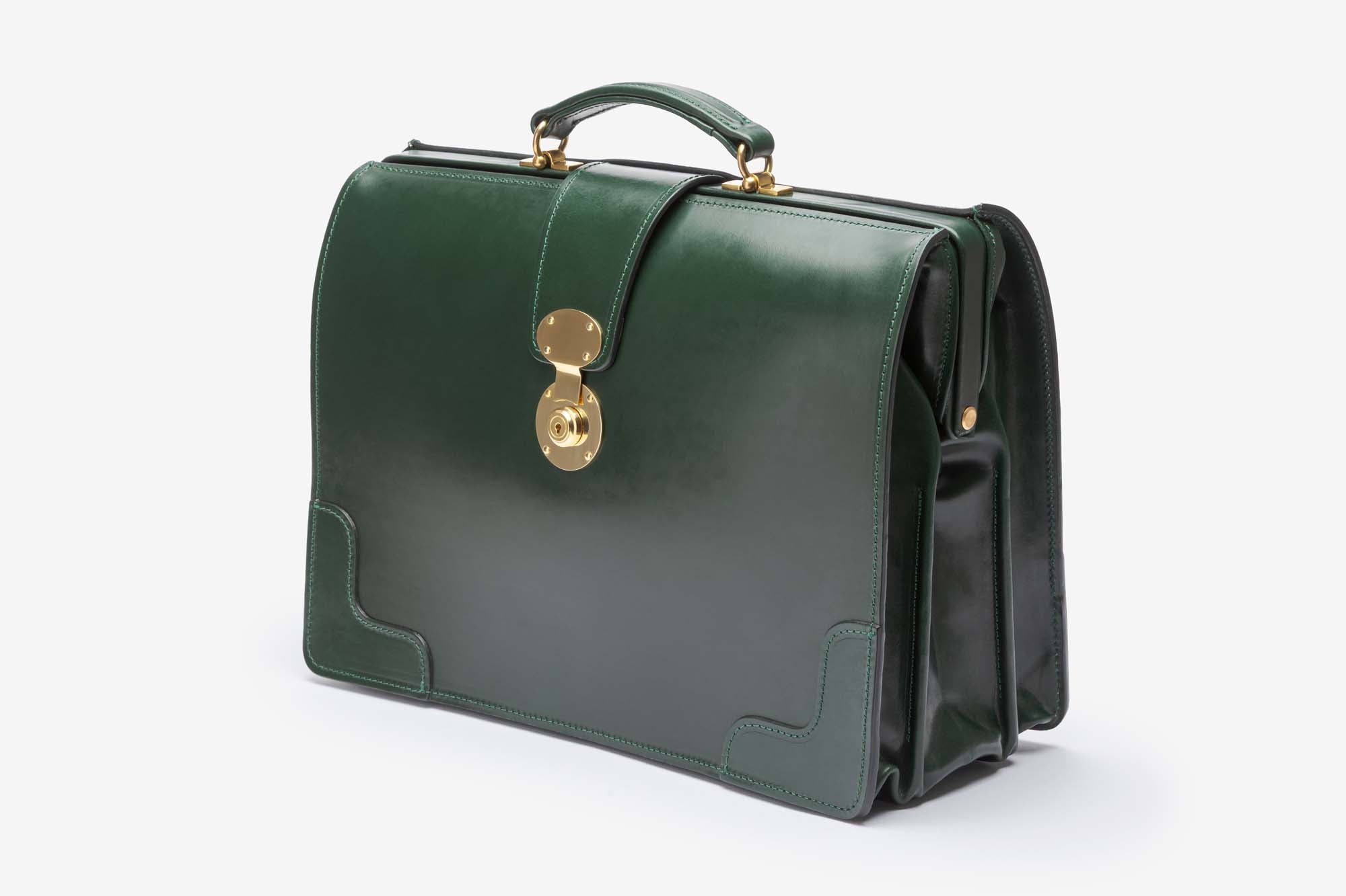 The Harvey briefcase in Green - angle