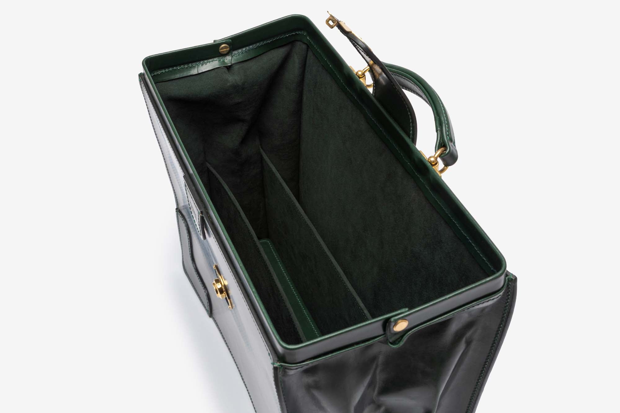 The Harvey briefcase in Green - interior