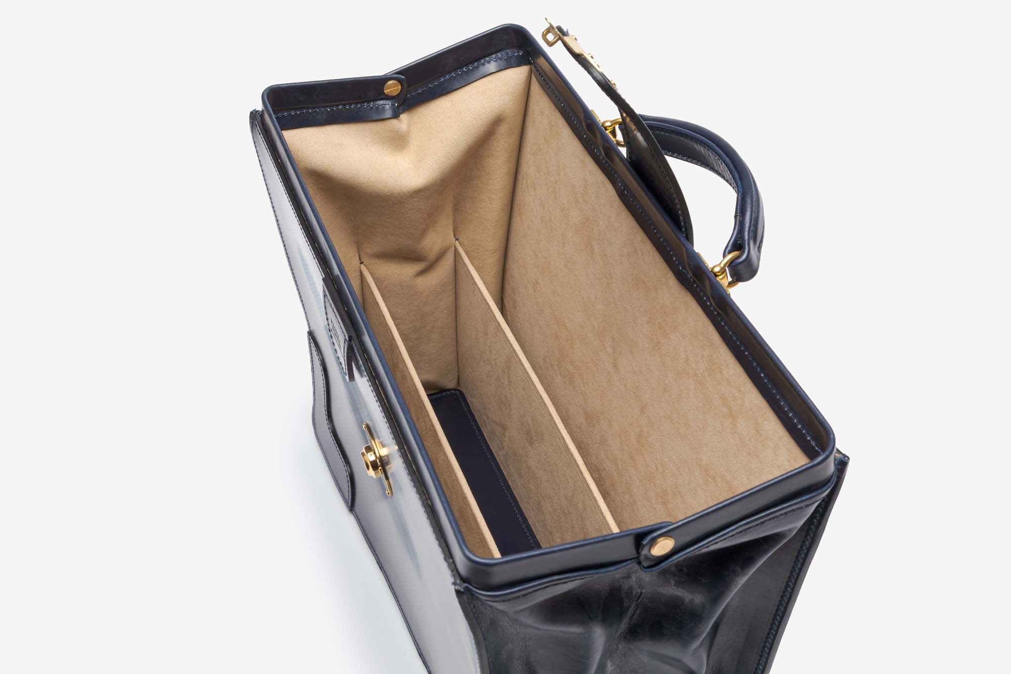 The Harvey briefcase in Navy - interior