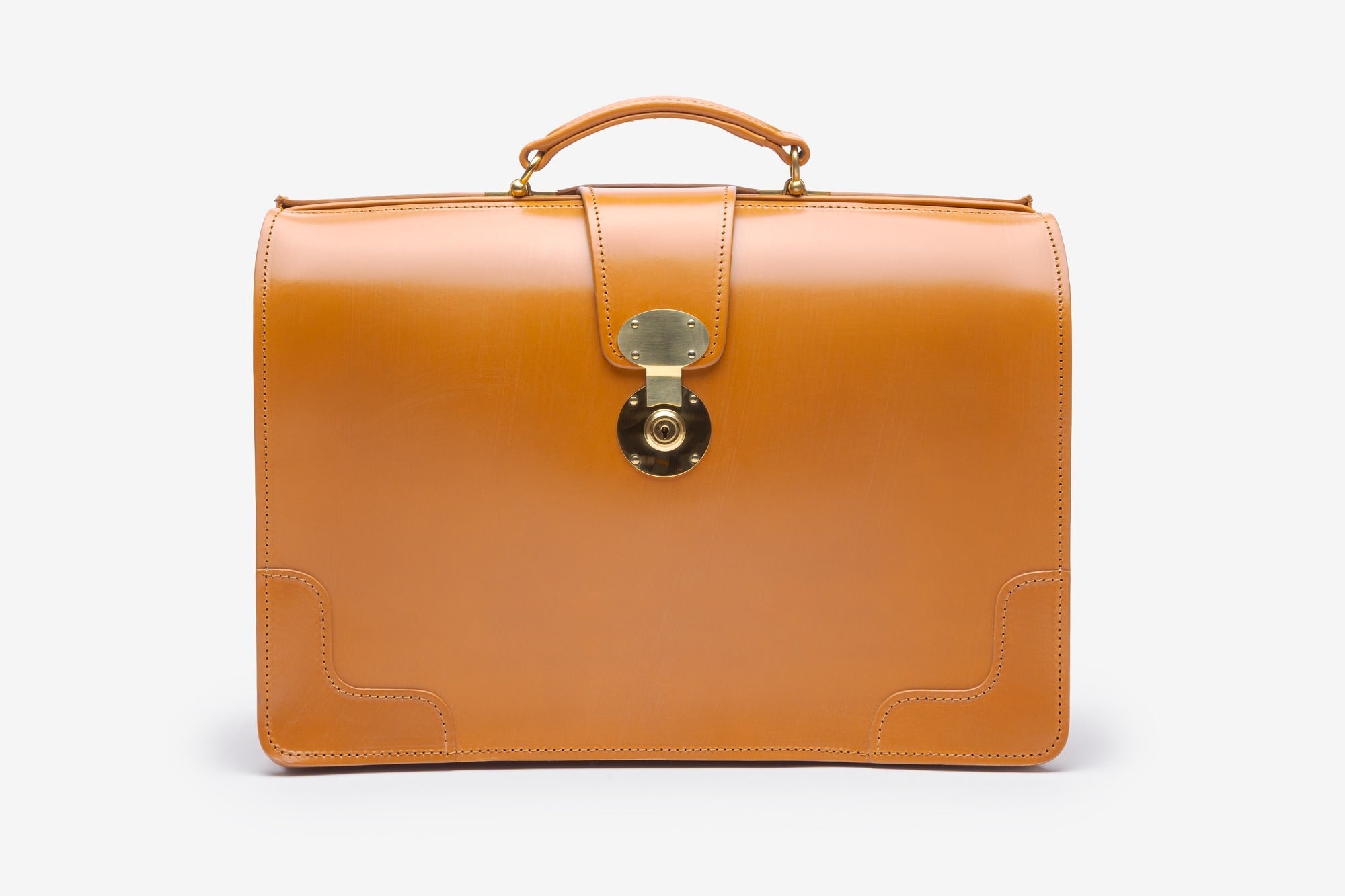 The Harvey briefcase in Newton Tan - front