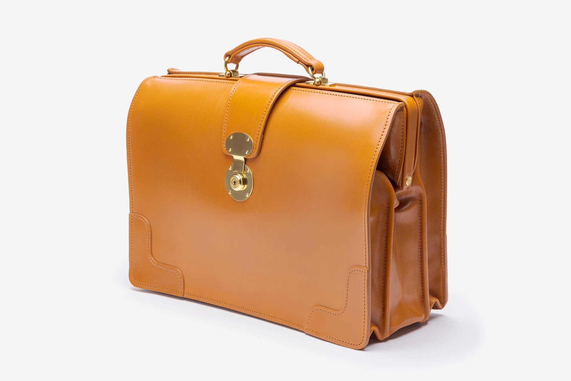 The Harvey briefcase in Newton Tan - angle