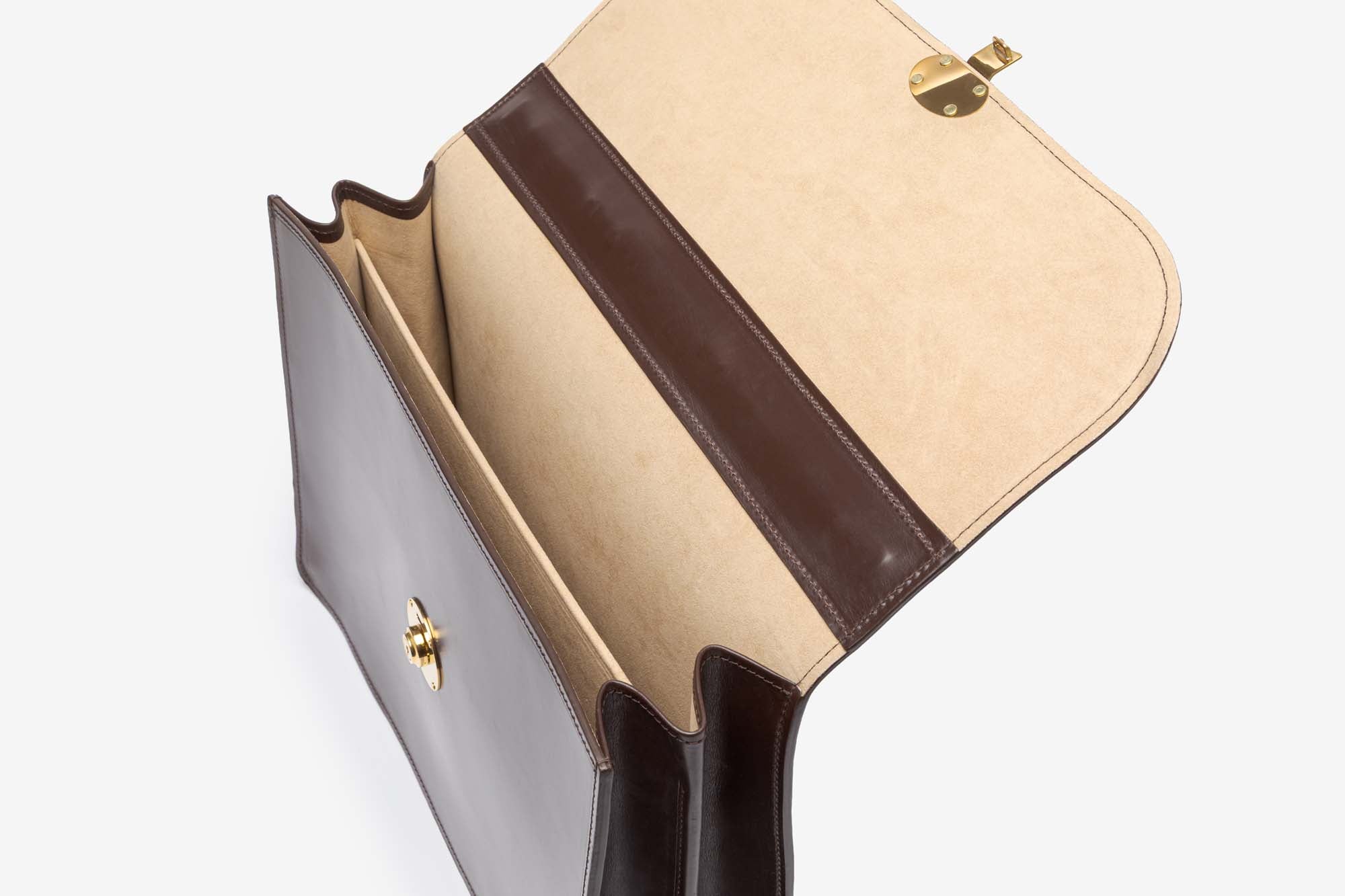 The Fleet briefcase in Brown - interior