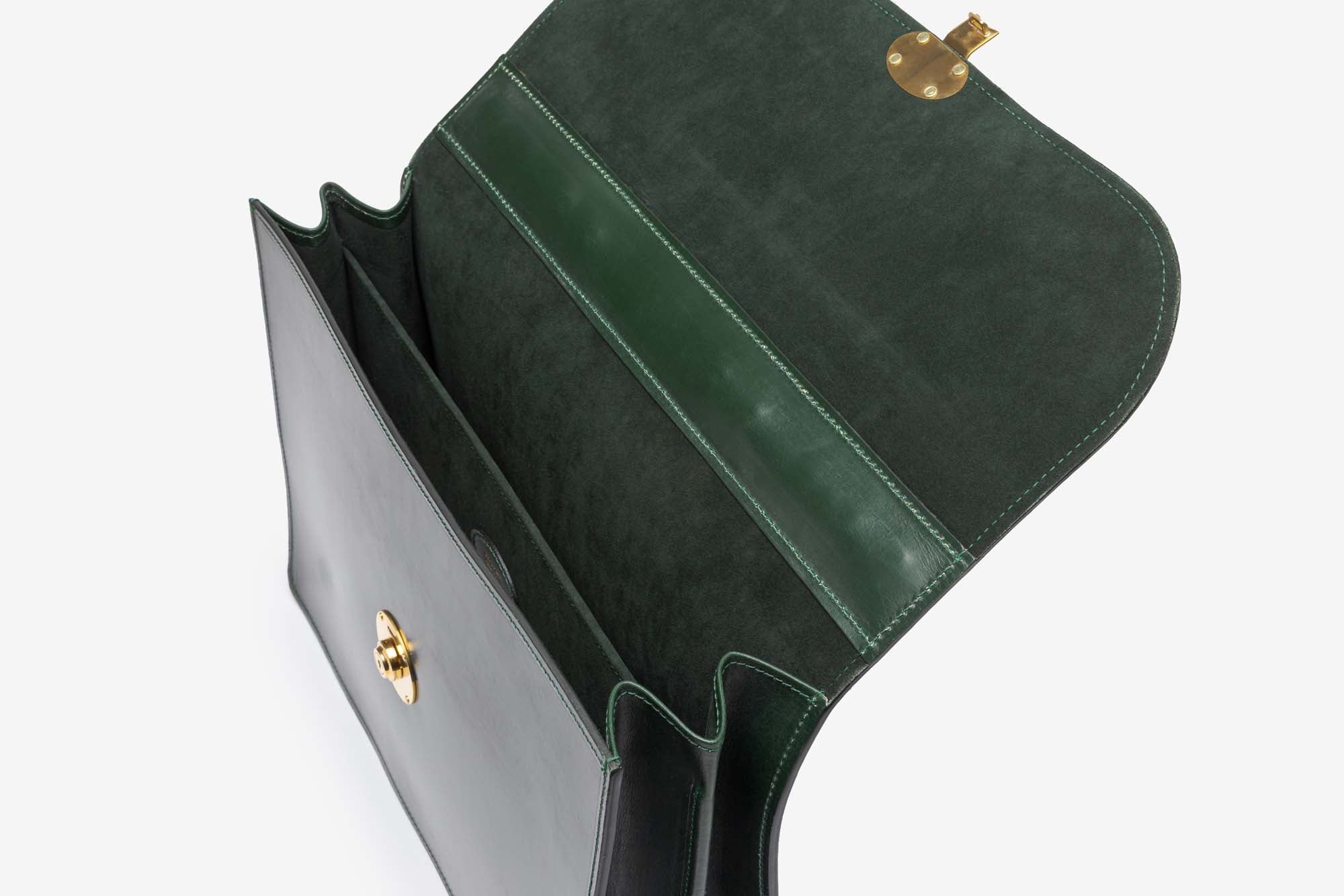 The Fleet briefcase in Green - interior