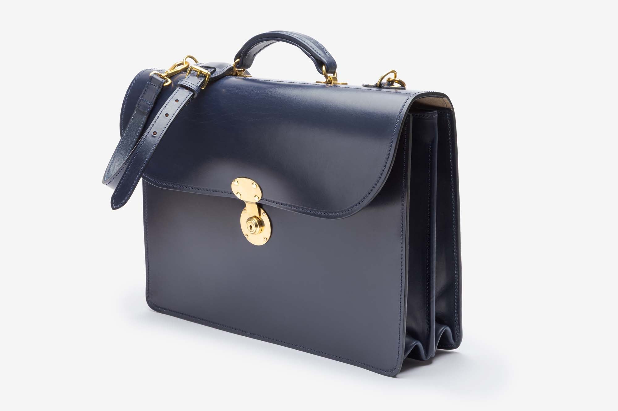 The Fleet briefcase in Navy - angle