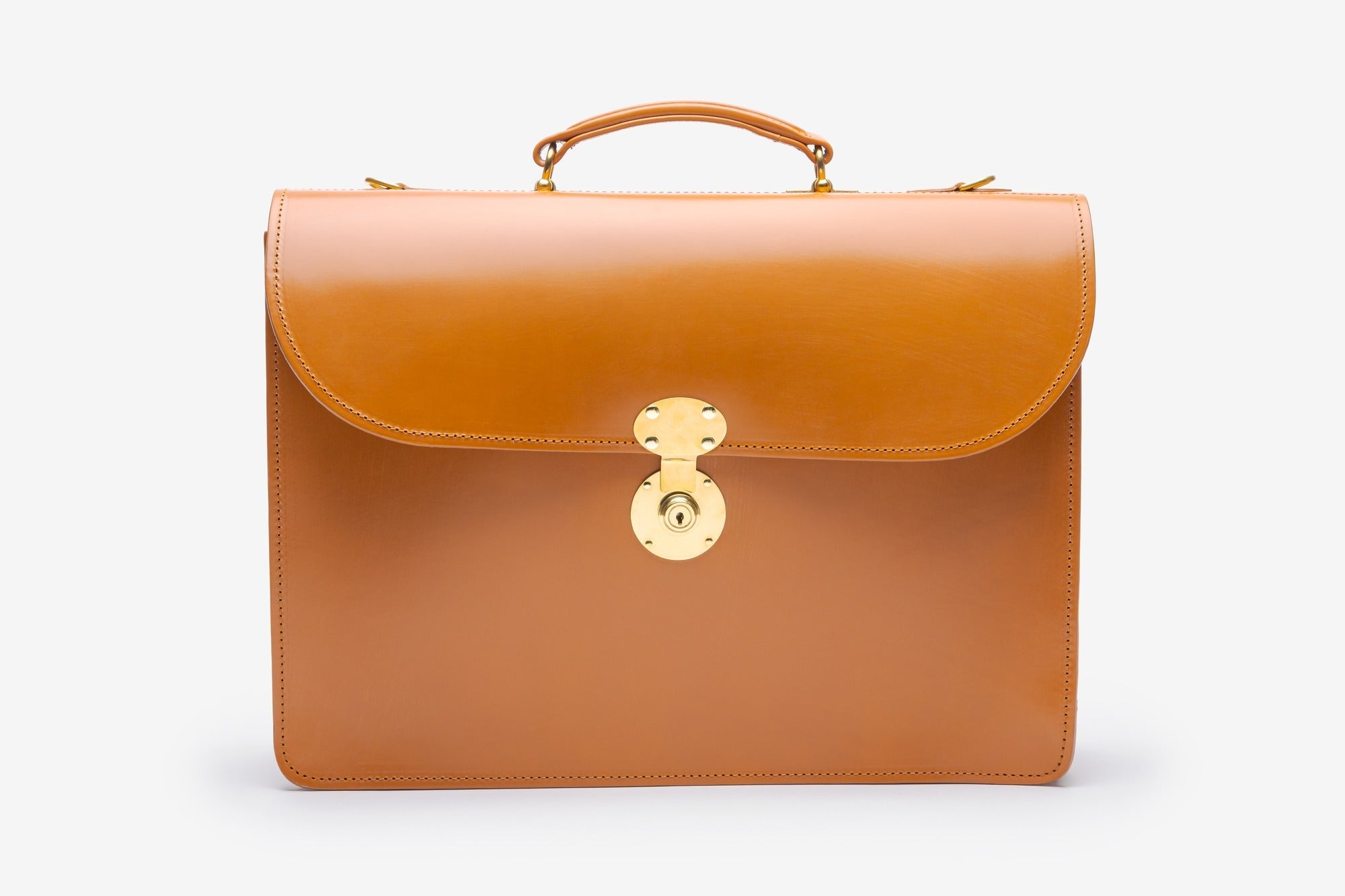 The Fleet briefcase in Newton Tan - front