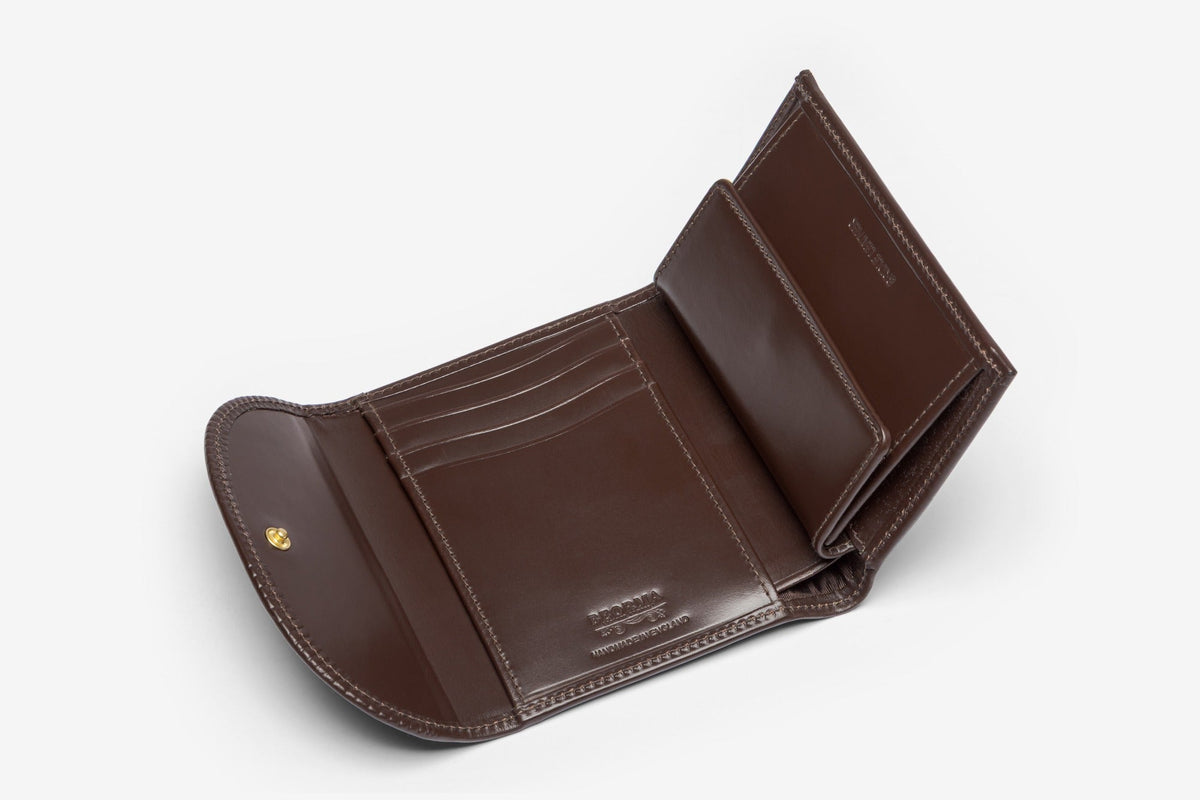 The Wentworth 3-fold purse in Brown - open