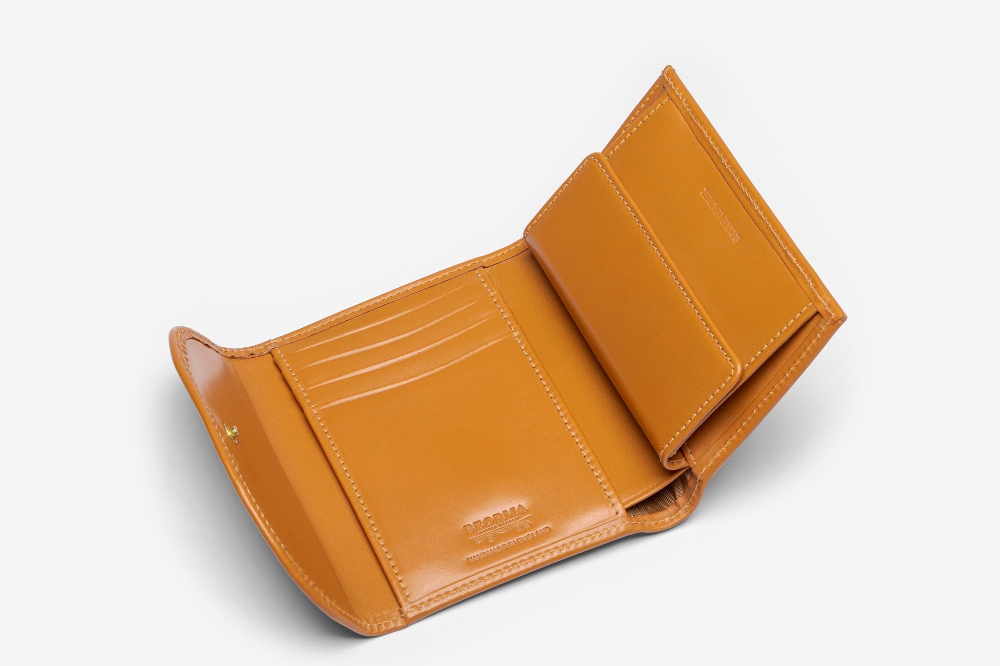 The Wentworth 3-fold purse in Newton Tan - open