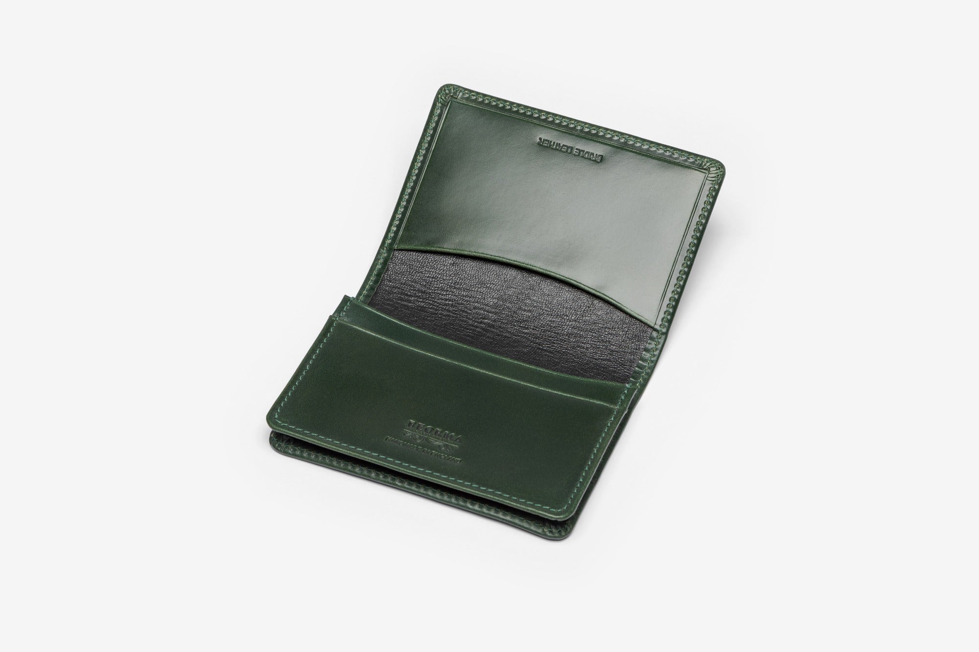 Bridle business card case in Green - open