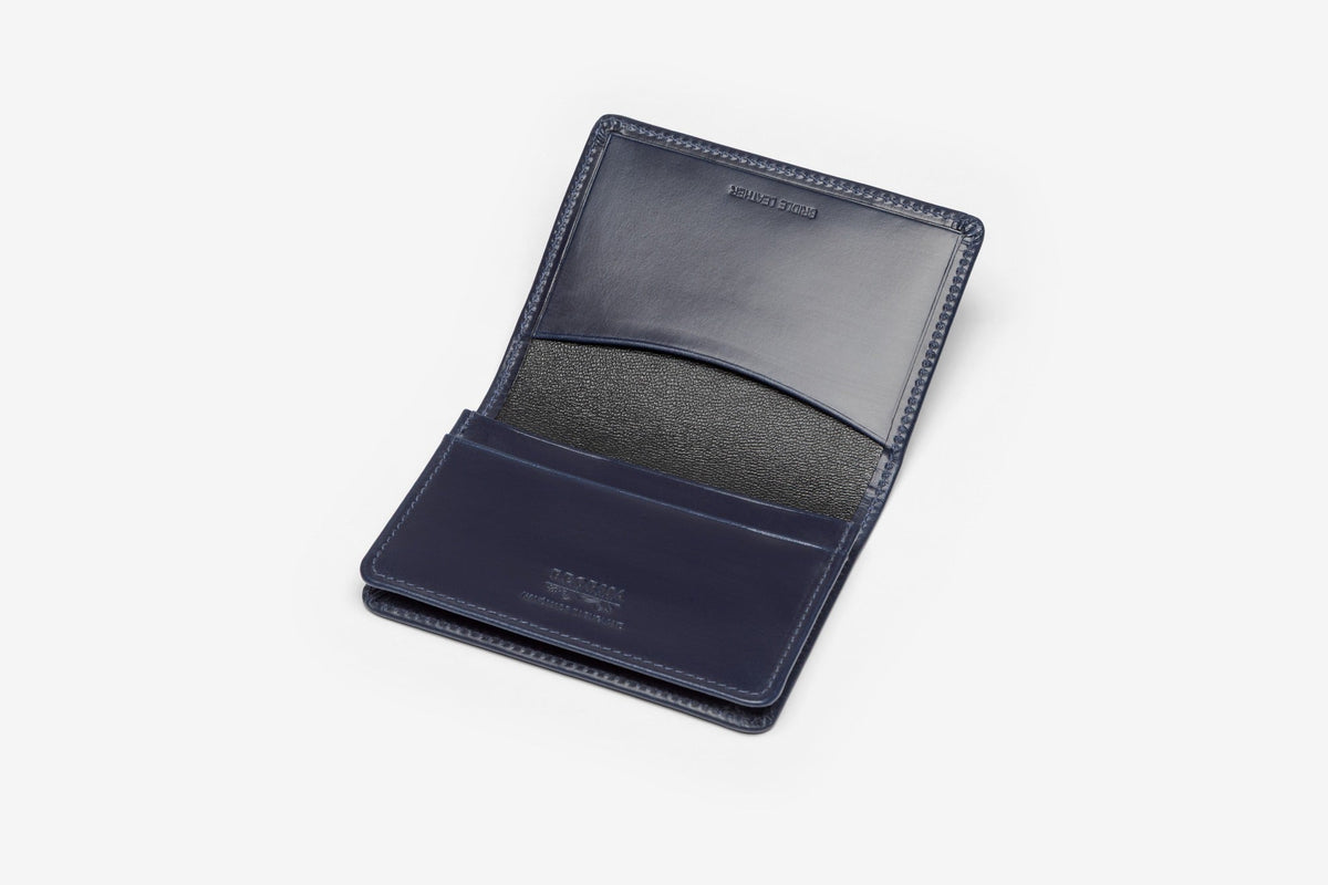 Bridle business card case in Navy - open