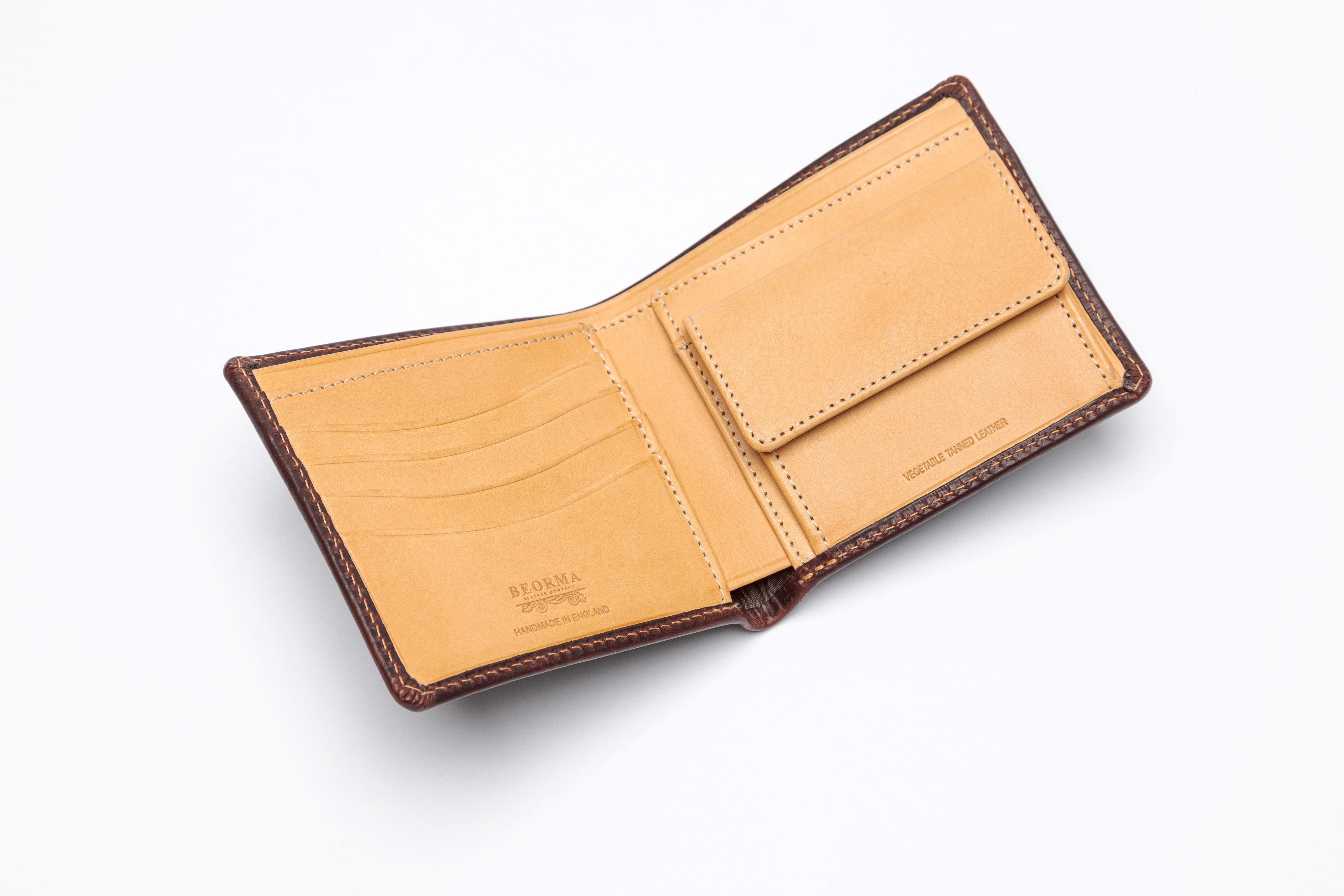 Bifold large Leather wallet - Mens Wallet - coin purse - Leather card holder- Handmade and Hand stitched Italian Leather CHESTNUT by Claudio selling